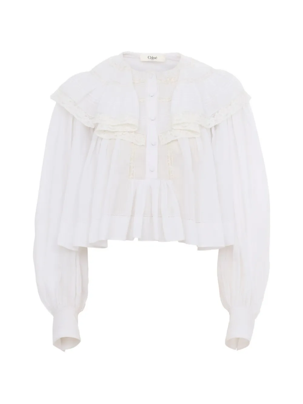 Chloé ruffled lace blouse - White