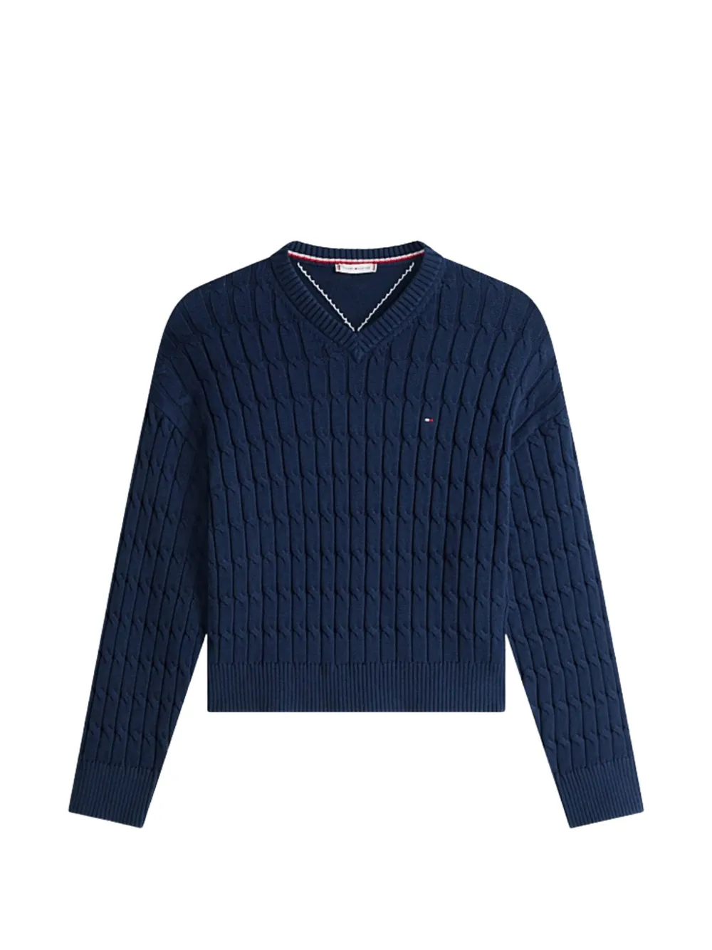 Tommy Hilfiger cable-knit V-neck sweater - Blu