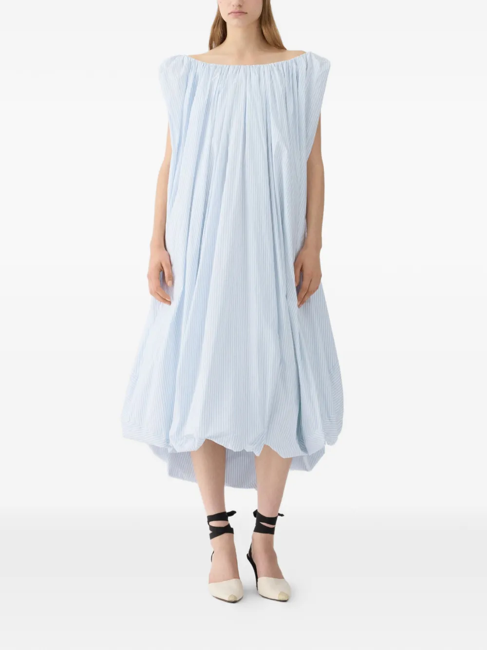  Jacquemus Striped Gathered Dress - Blue 