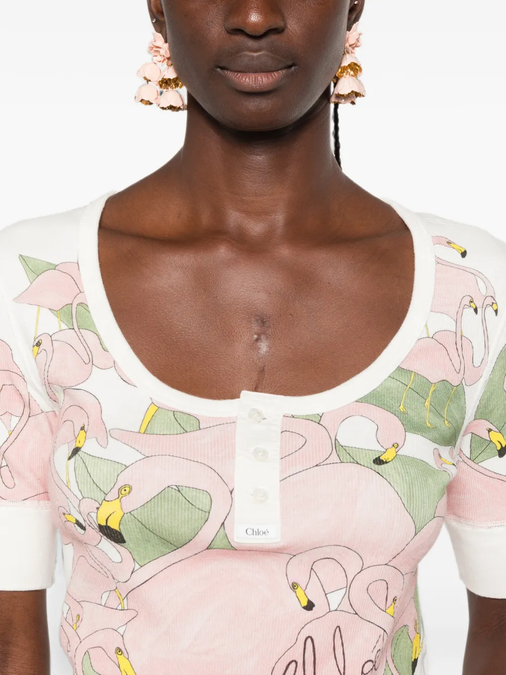 Chloé T-shirt met flamingoprint Wit