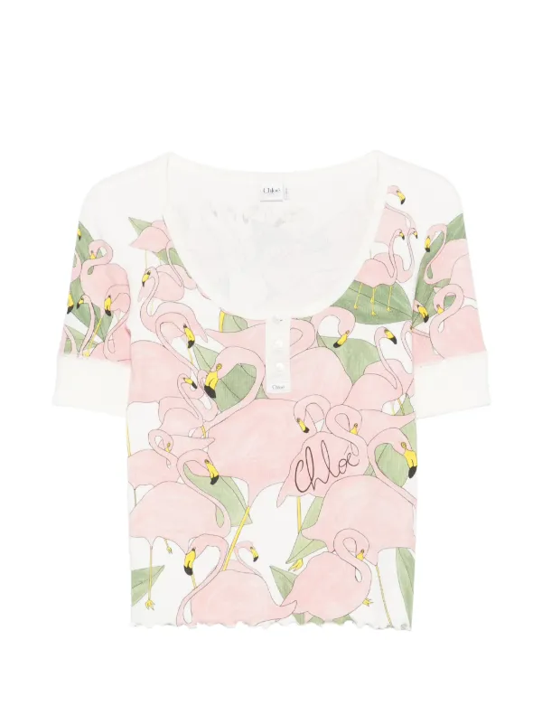 Chloé フラミンゴ Tシャツ | ホワイト | FARFETCH JP