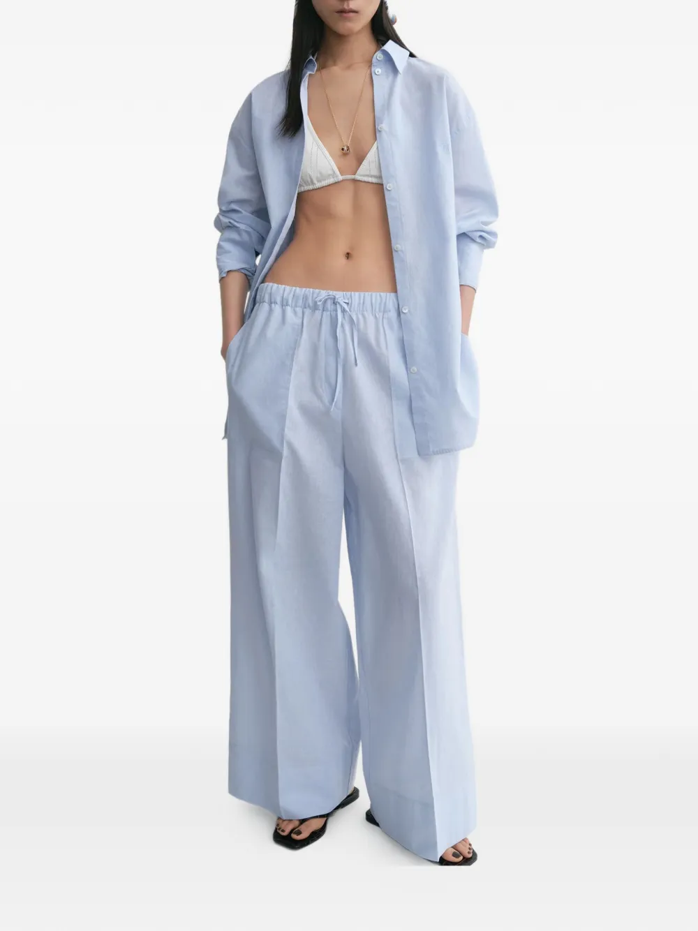 TOTEME Palazzo broek met trekkoord Blauw