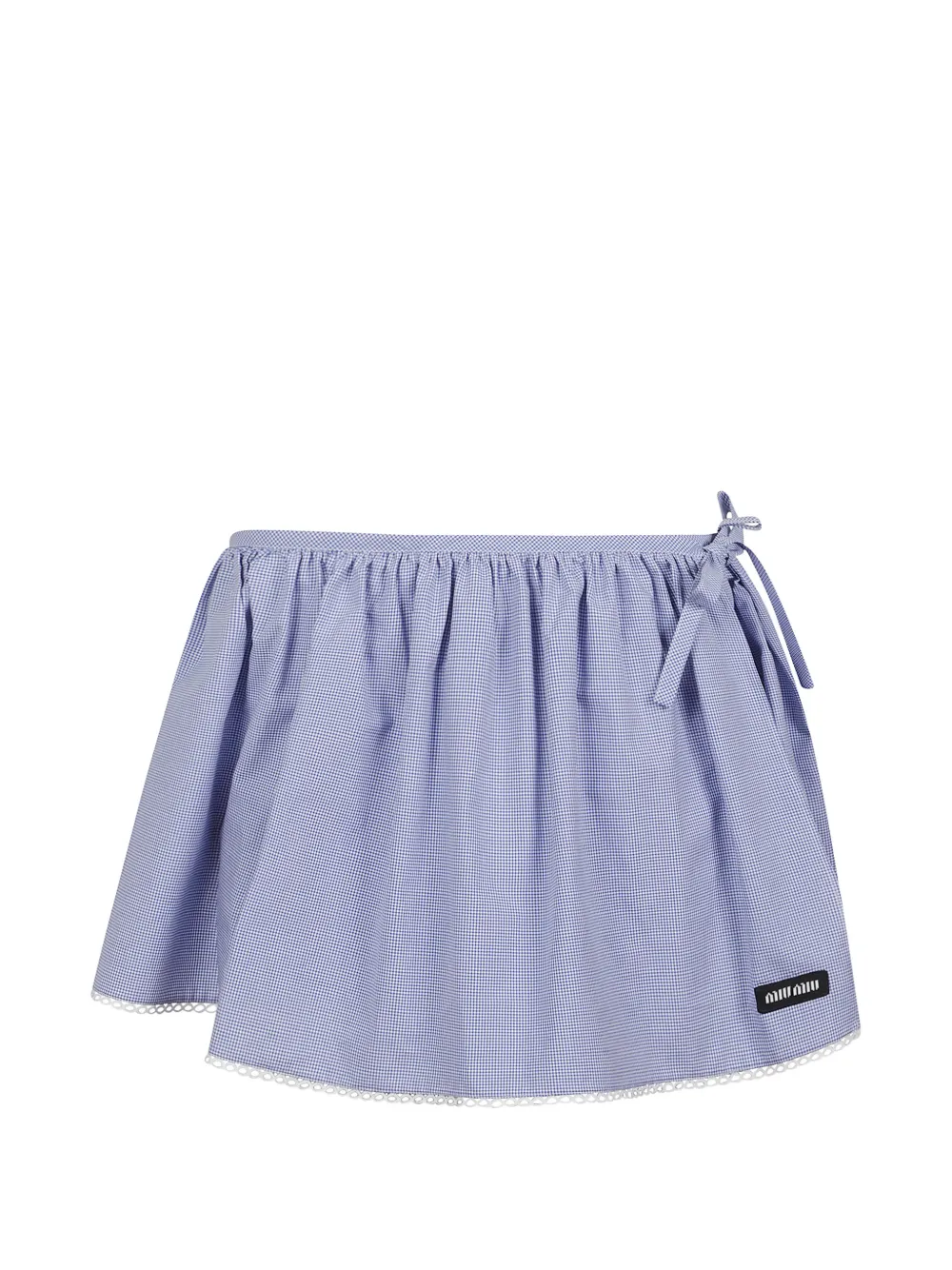 Miu Miu tie gingham mini skirt - Blu