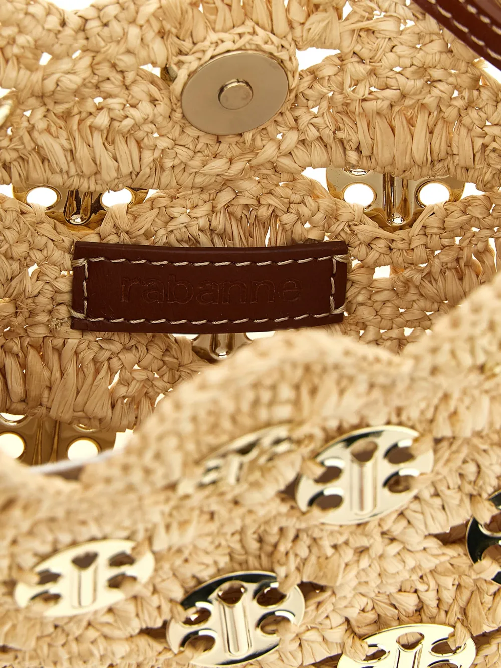 Rabanne 1969 Pads schoudertas met applicatie Beige