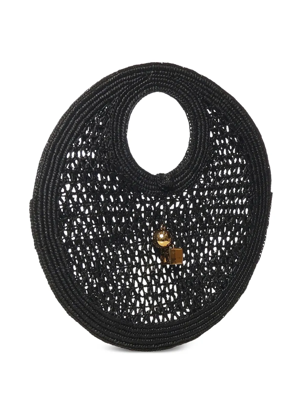 Jacquemus Kleine The Spiaggia raffia shopper Zwart