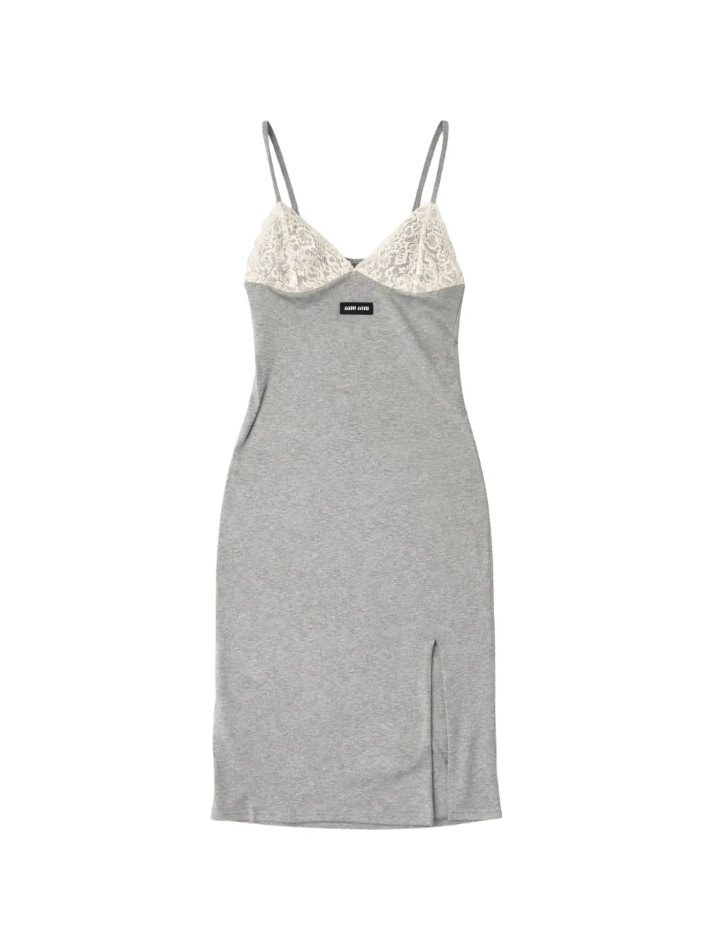 Miu Miu lace slit mini dress - Grigio