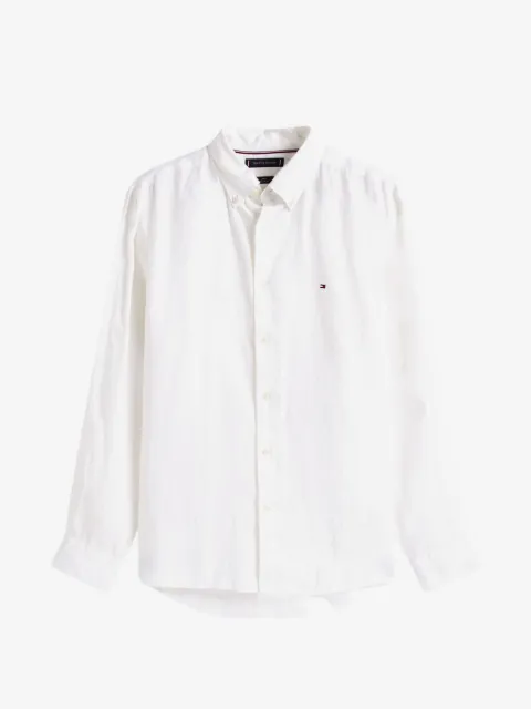 Tommy Hilfiger embroidered-logo linen shirt