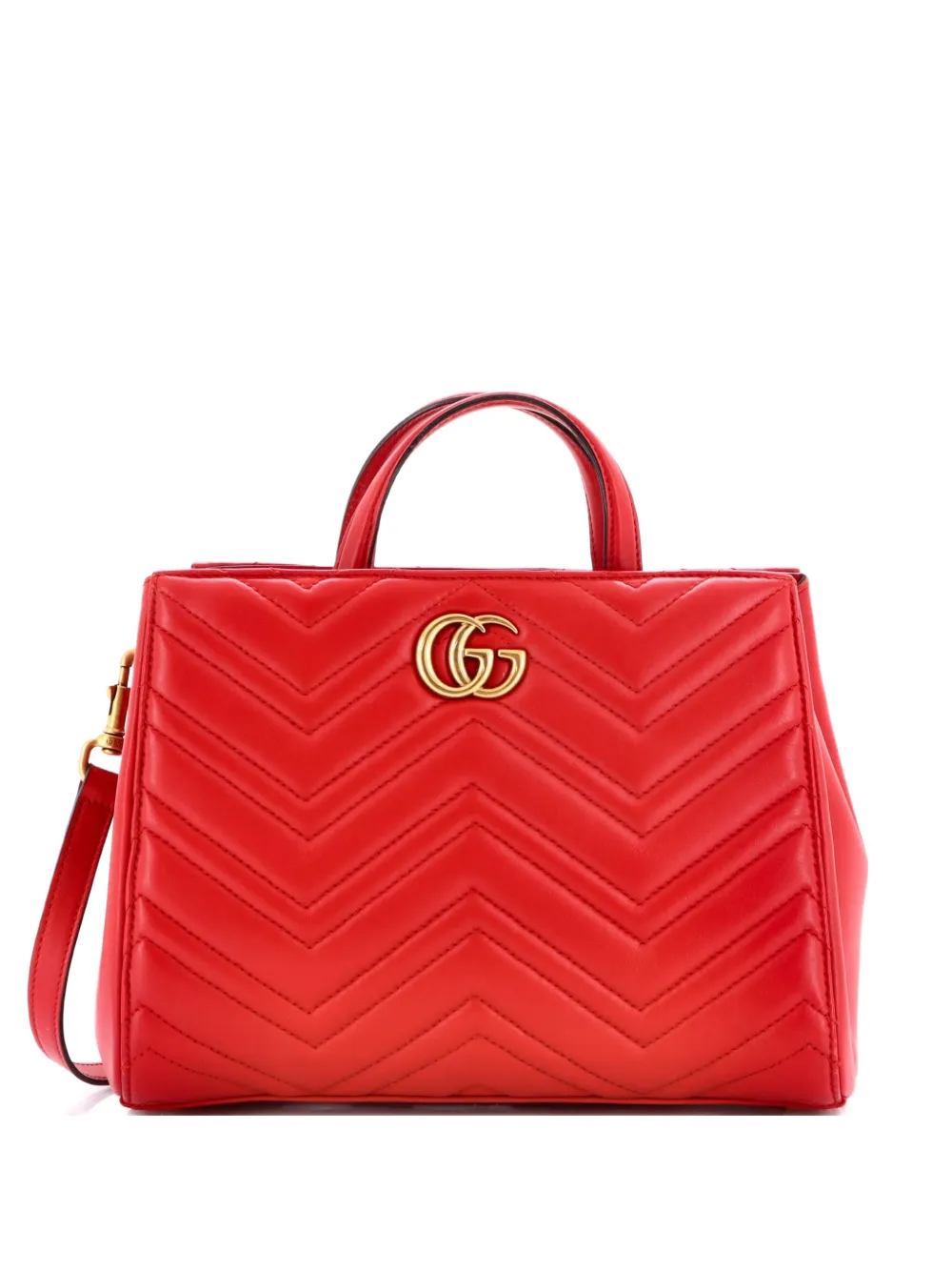 Gucci Pre-Owned GG Marmont Tote Matelasse Leather Small satchel - Rosso