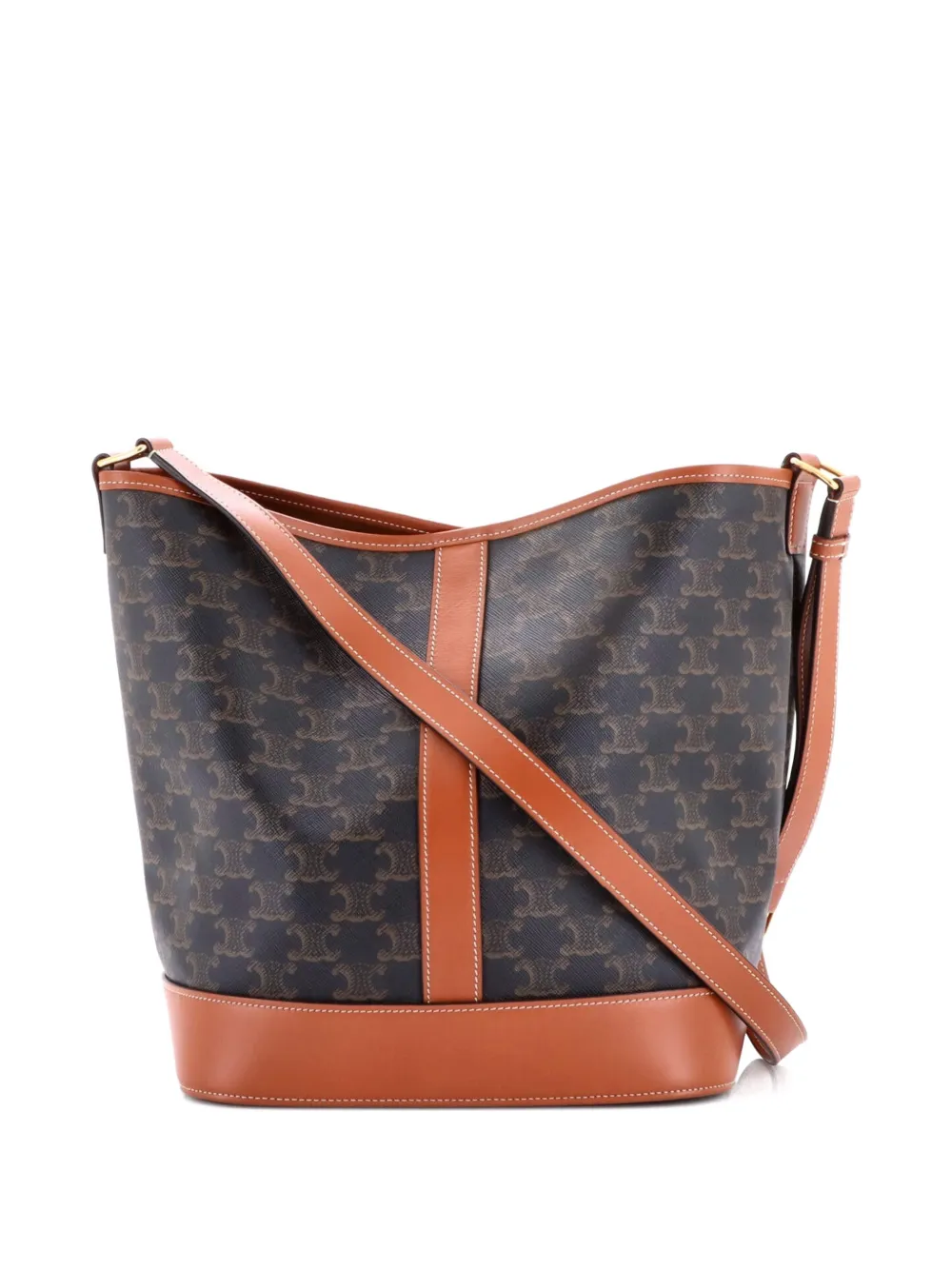 Celine Pre-Owned Triomphe Coated Canvas Medium bucket bag - Marrone