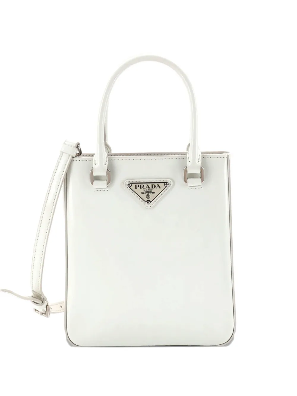 Prada Pre-Owned Convertible Tote Brushed Leather Small crossbody bag - Bianco