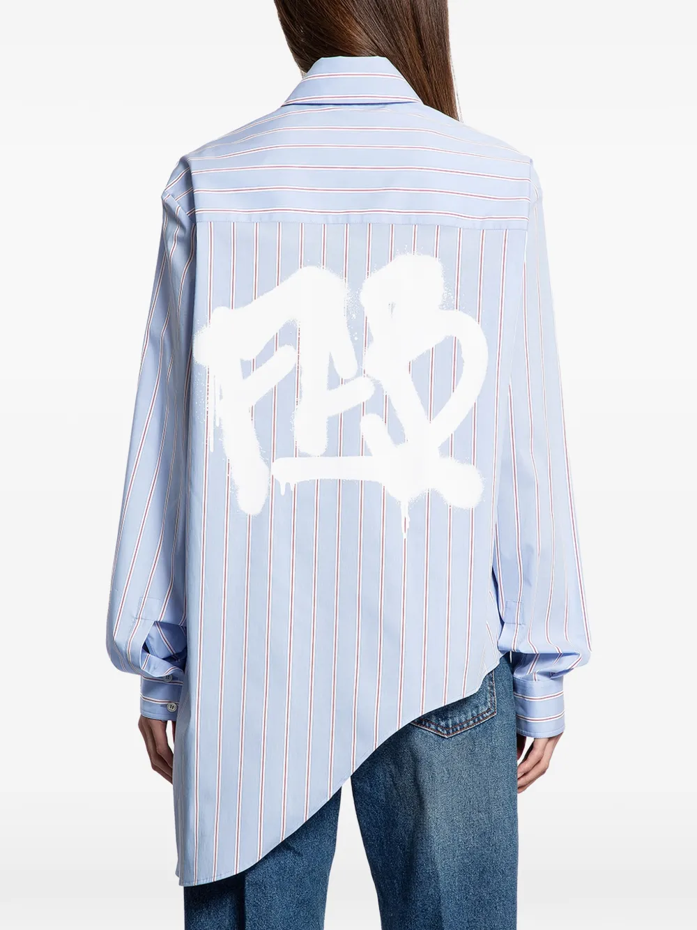  Ssheena Asymmetric Poplin Shirt - Blue 