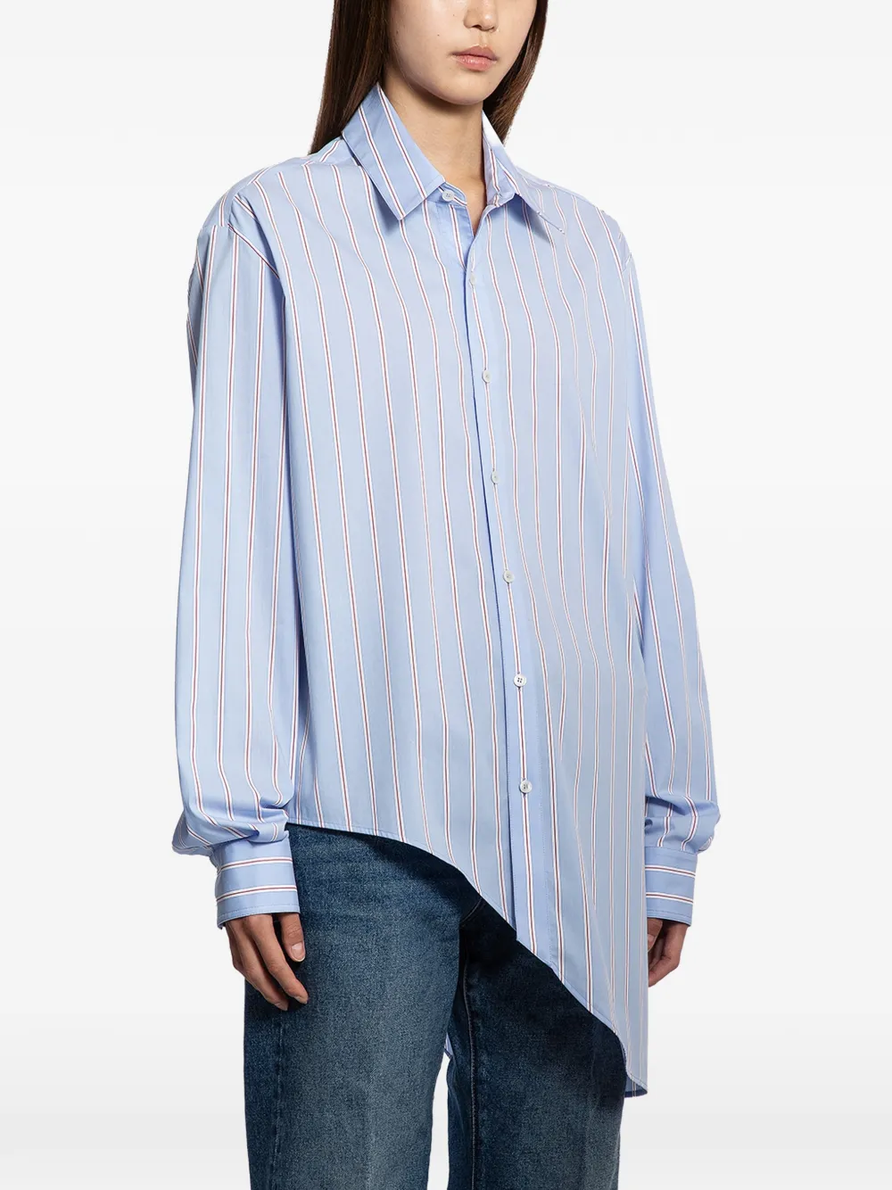  Ssheena Asymmetric Poplin Shirt - Blue 