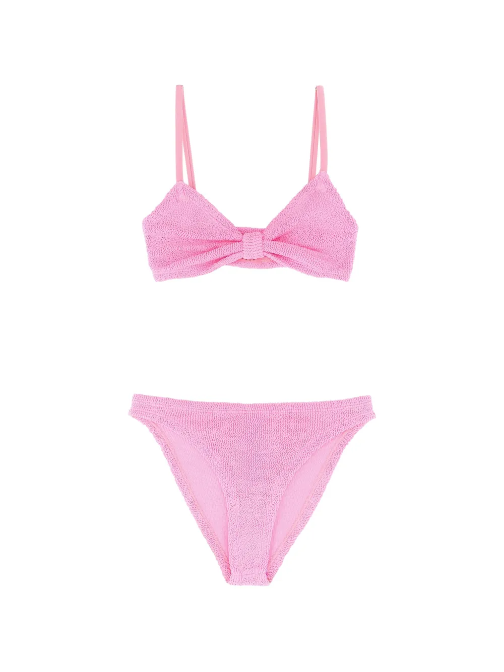 Hunza G Alicia crinkle bow-detail bikini set - Rosa