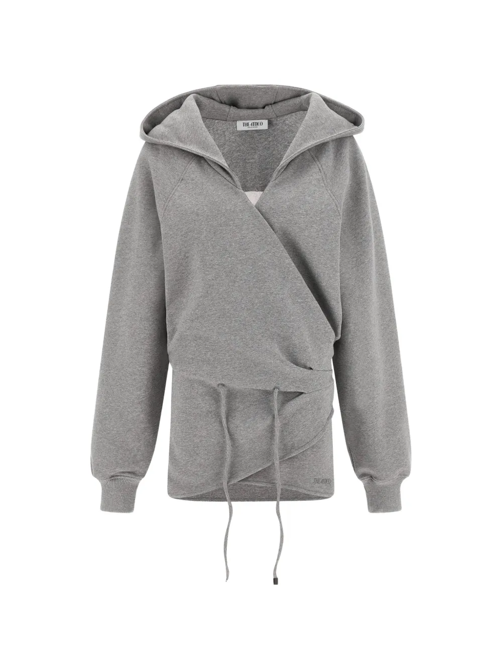 The Attico hooded V-neck mini dress - Grigio