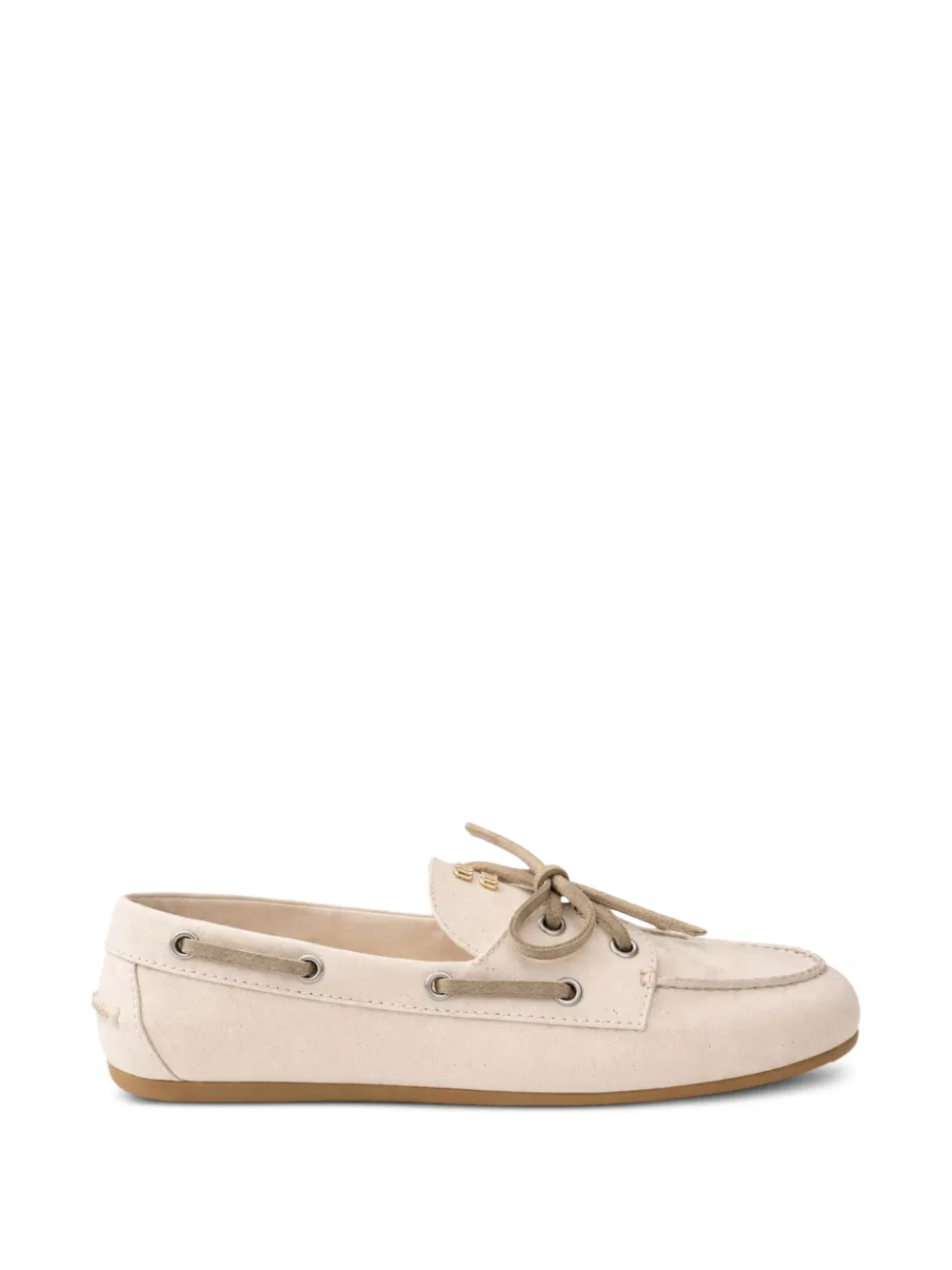 Miu Miu logo-embroidered lace-up loafers - Toni neutri