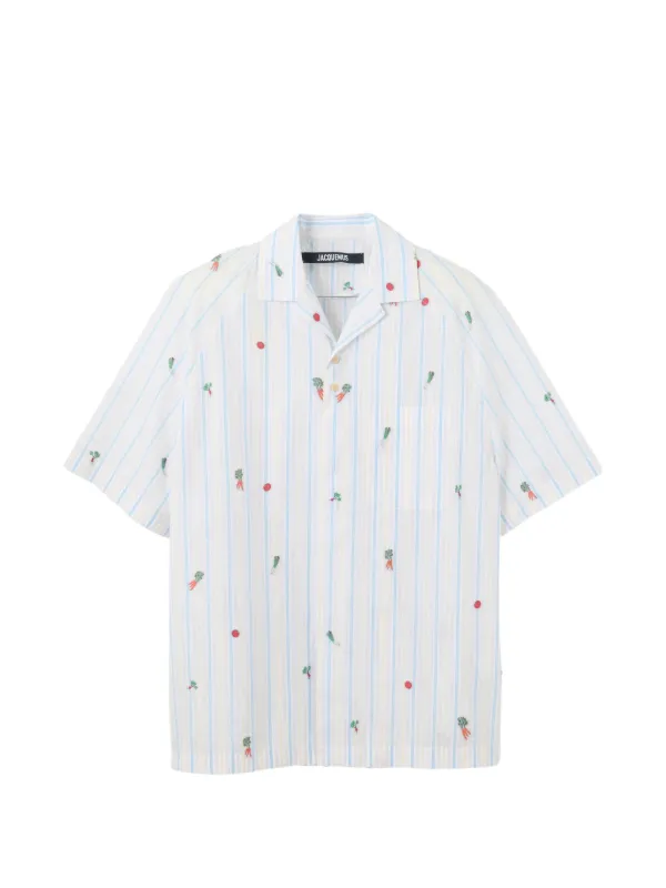 Jacquemus ストライプ エンブロイダリーシャツ | ホワイト | FARFETCH JP