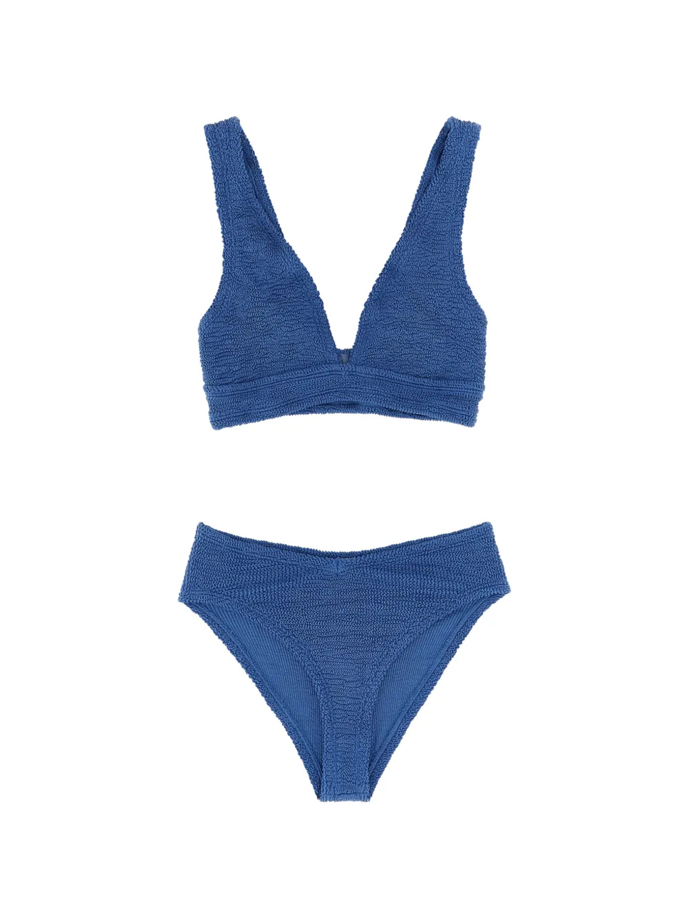 Hunza G Angel V-neck crinkle bikini set - Blu