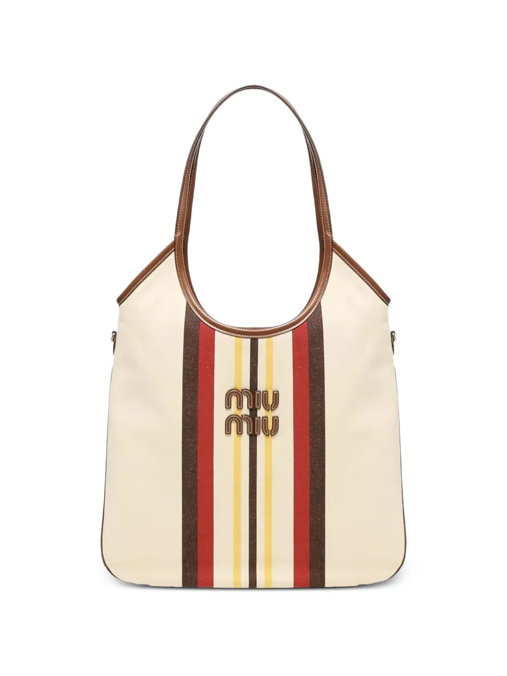 Miu Miu Borsa tote a righe - Toni neutri