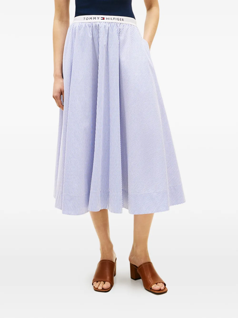 Tommy Hilfiger Gestreepte midi-rok Wit