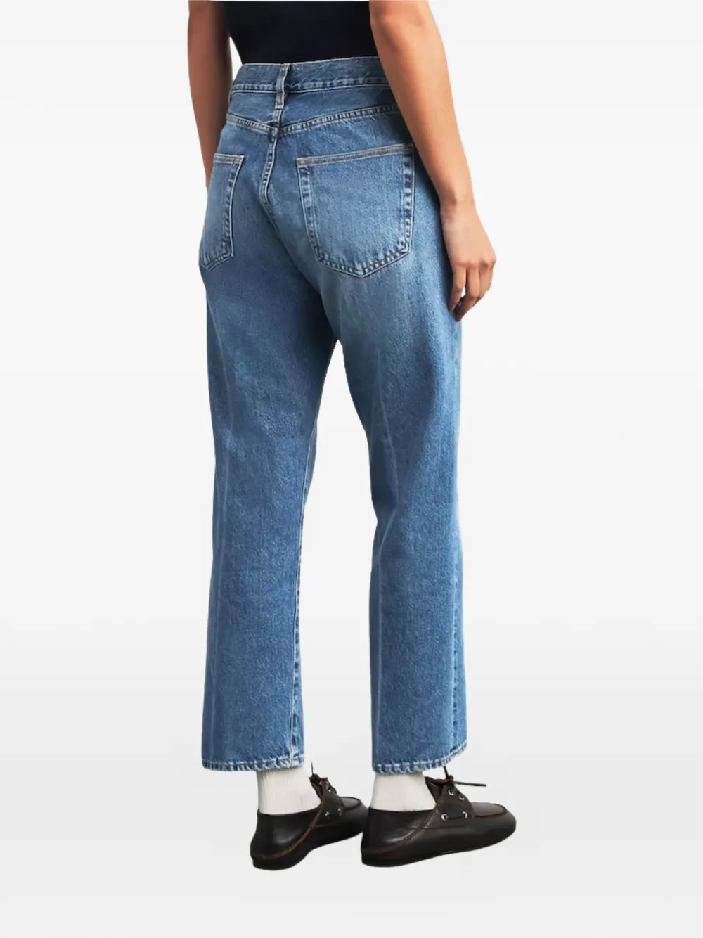FRAME Vertical Crop high-waist straight jeans Blauw