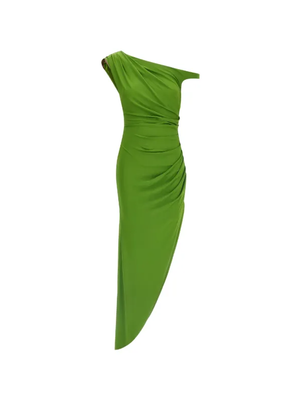 one shoulder padded dress Elisabetta Franchi Padded one-shoulder Dress | Green