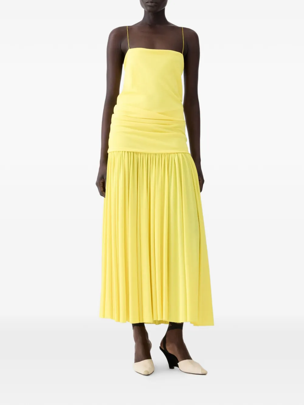 Jacquemus The Abiha maxi-jurk met ruches en plooien Geel
