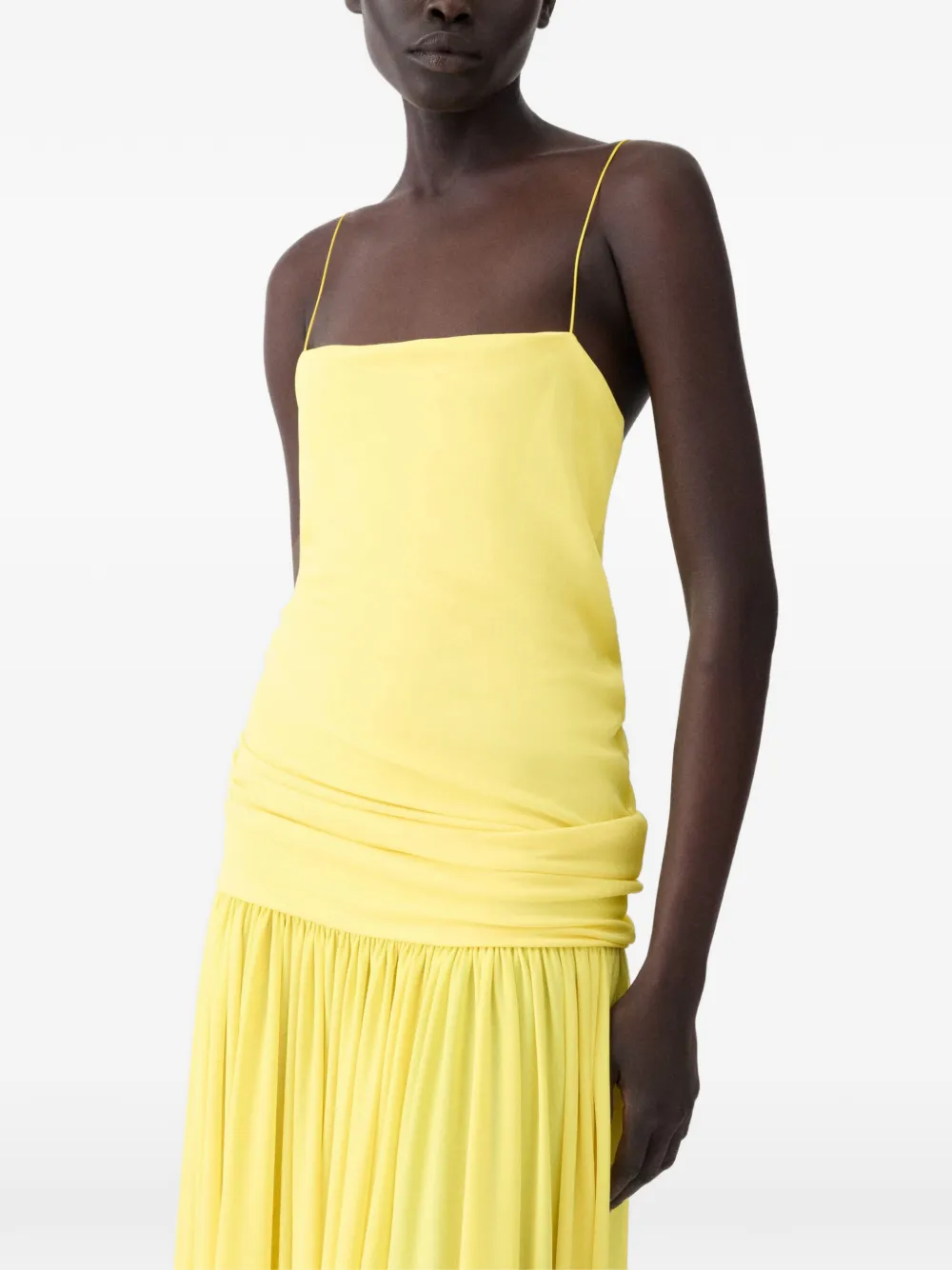 Jacquemus The Abiha maxi-jurk met ruches en plooien Geel