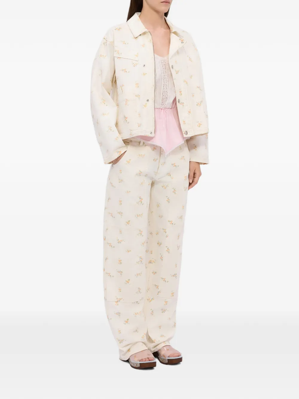  Msgm Floral Trousers - Neutrals 