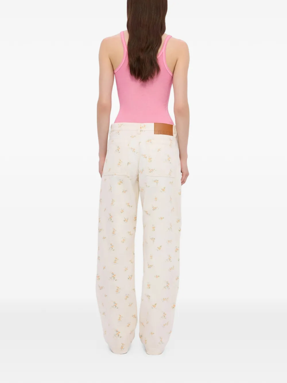 MSGM Broek met bloemen Beige