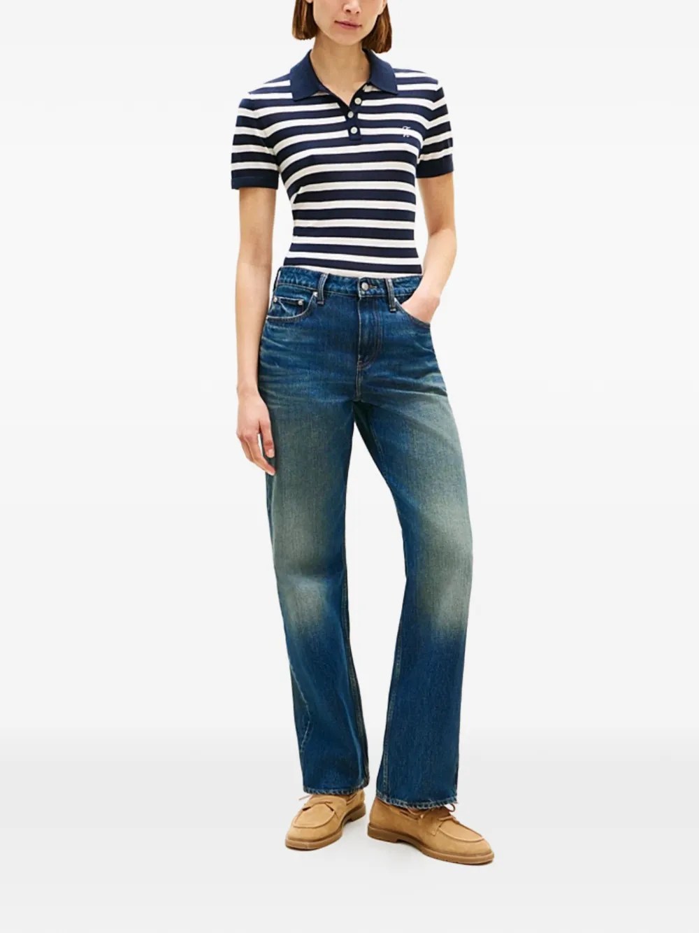  Tommy Hilfiger Striped-pattern Polo Top - Blue 