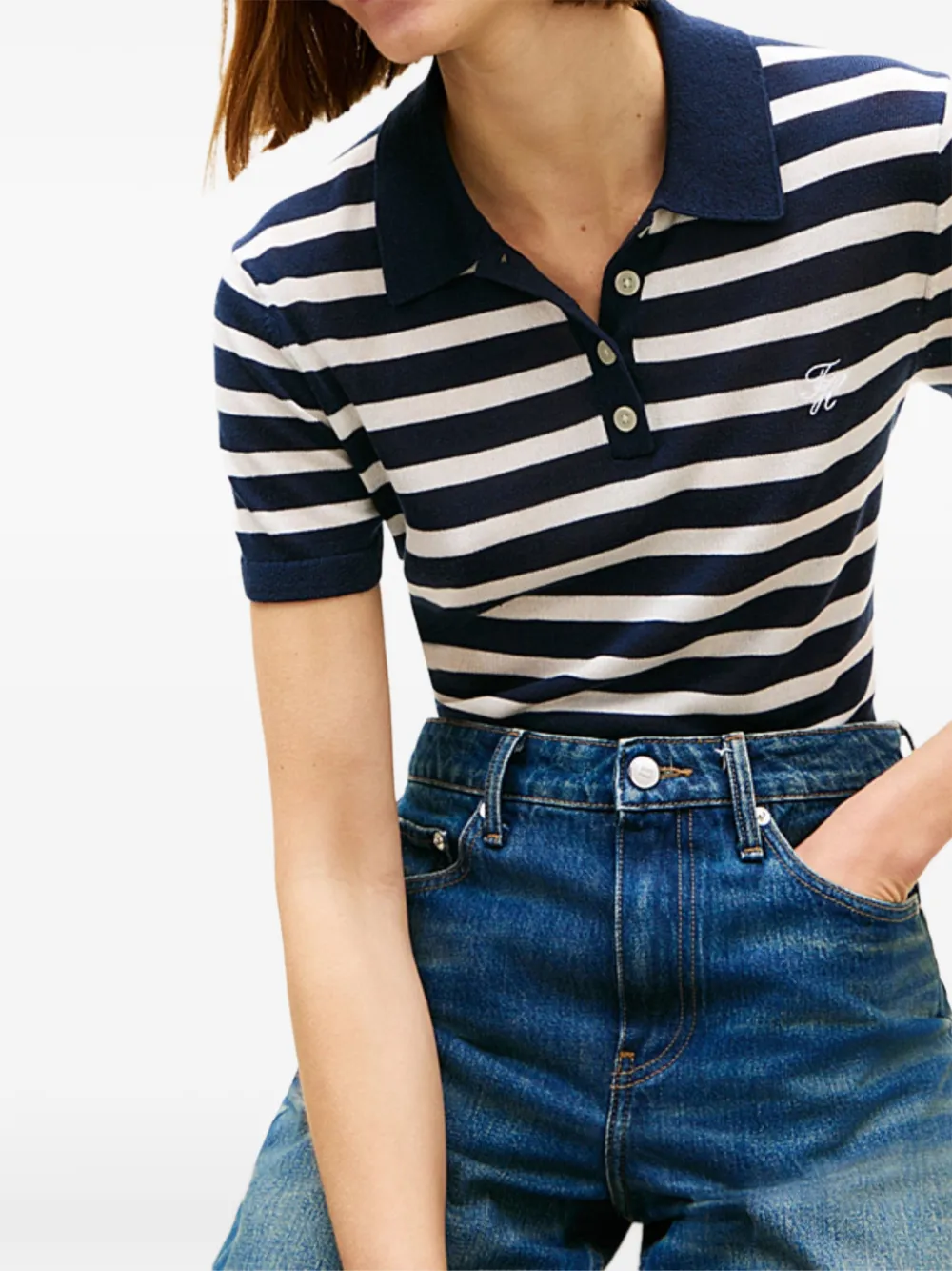 Tommy Hilfiger Gestreepte polotop Blauw