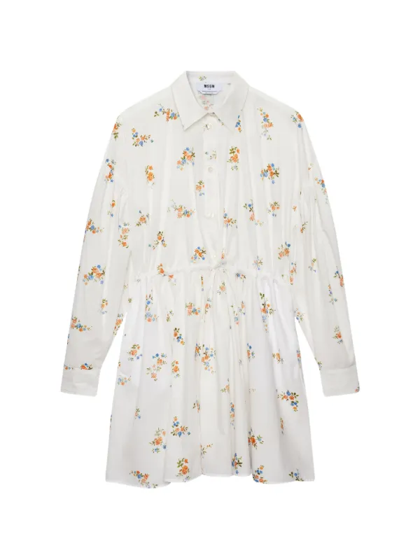 MSGM floral-print Drawstring Mini Dress | White | FARFETCH JO