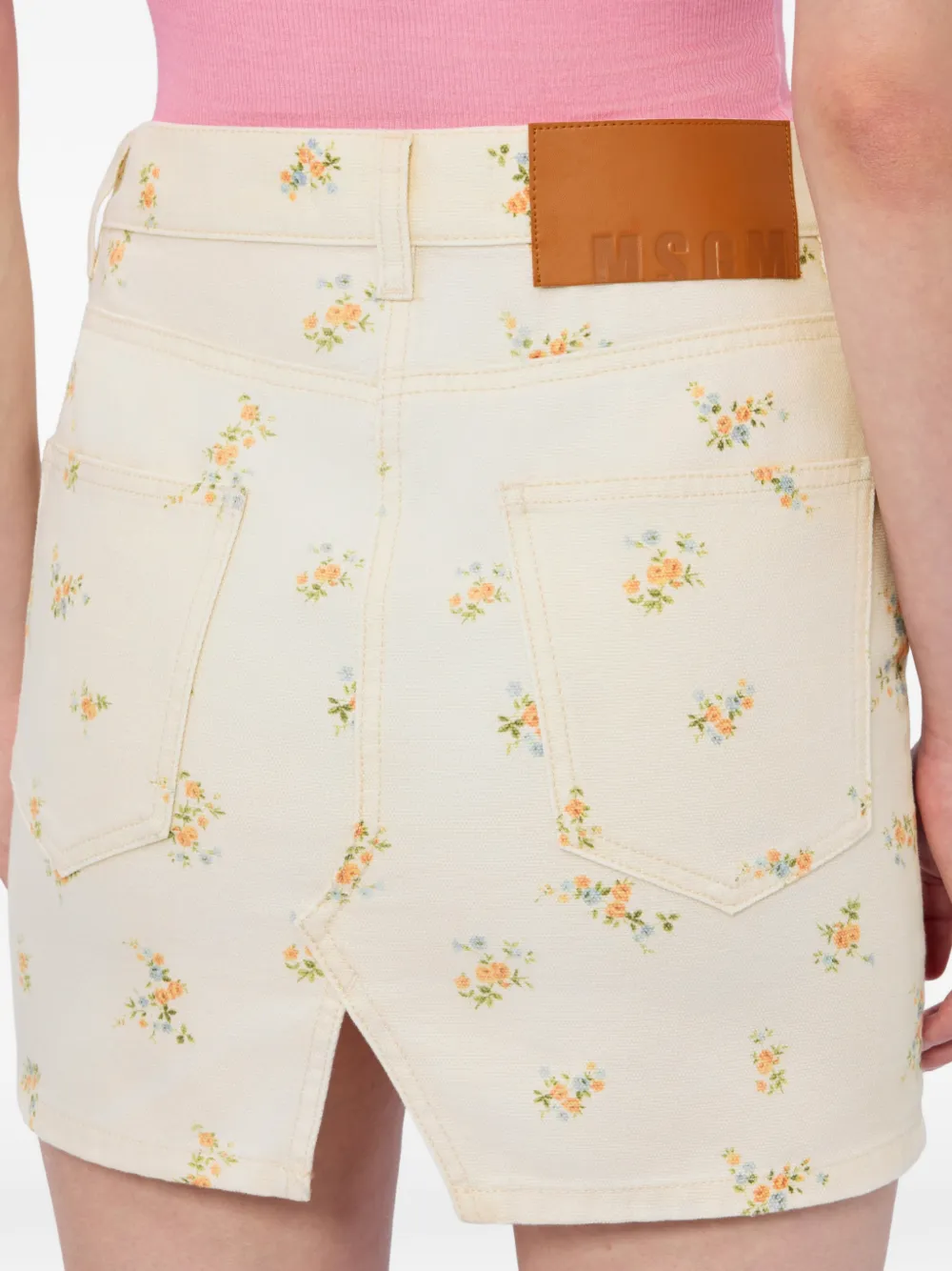 MSGM Mini-rok met bloemenprint Beige