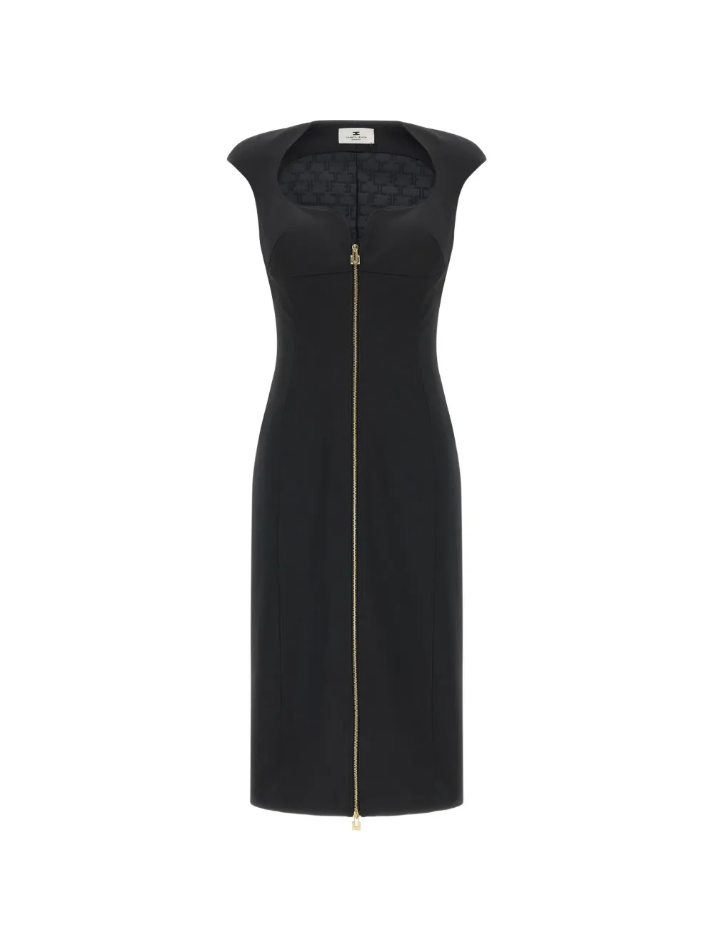Elisabetta Franchi sweetheart-neck zip midi dress - Nero