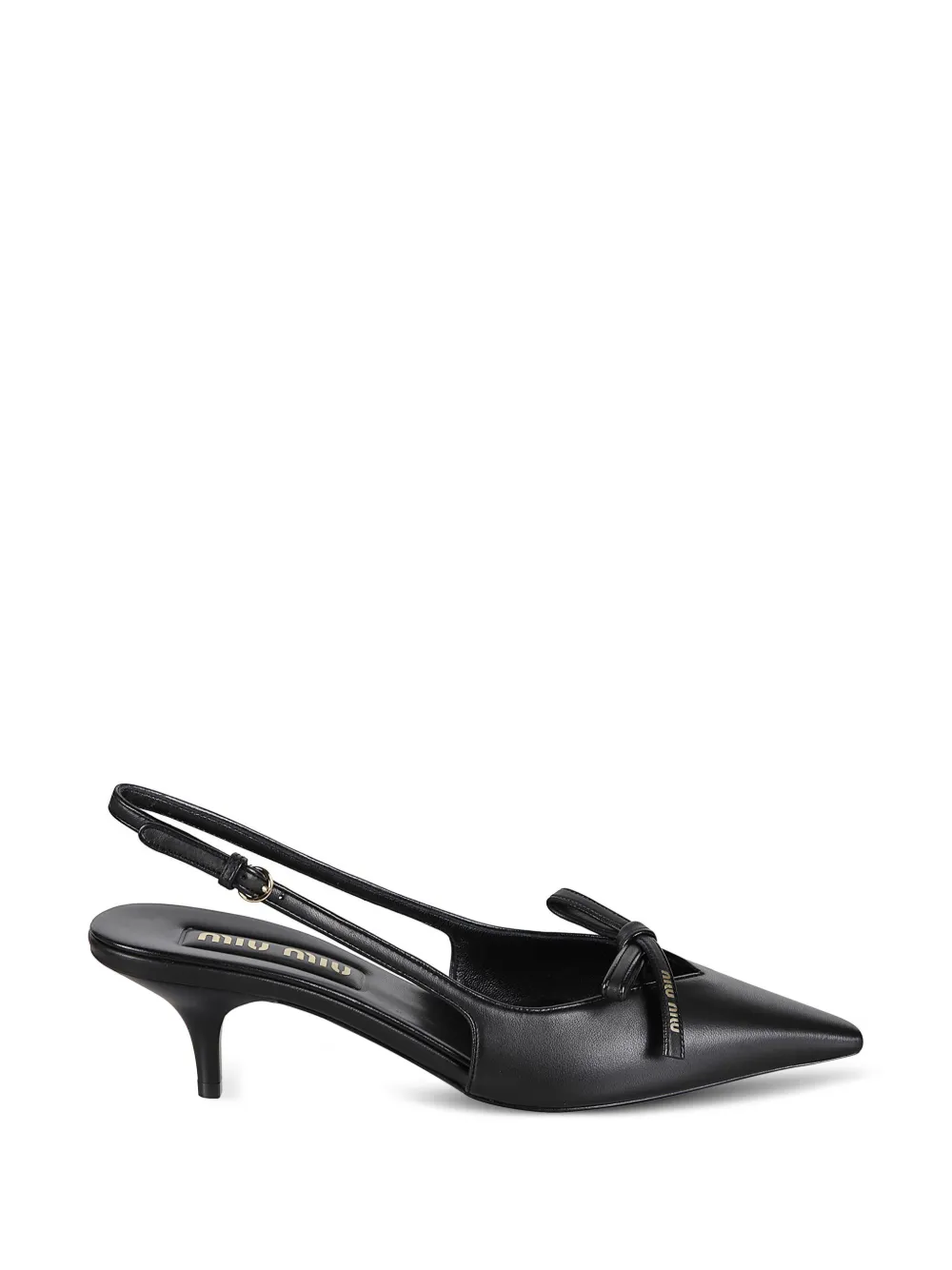 Miu Miu bow buckle leather slingback pumps - Nero