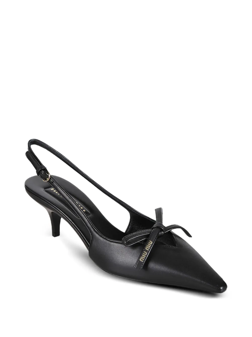 Miu Leren slingback pumps met gesp Zwart