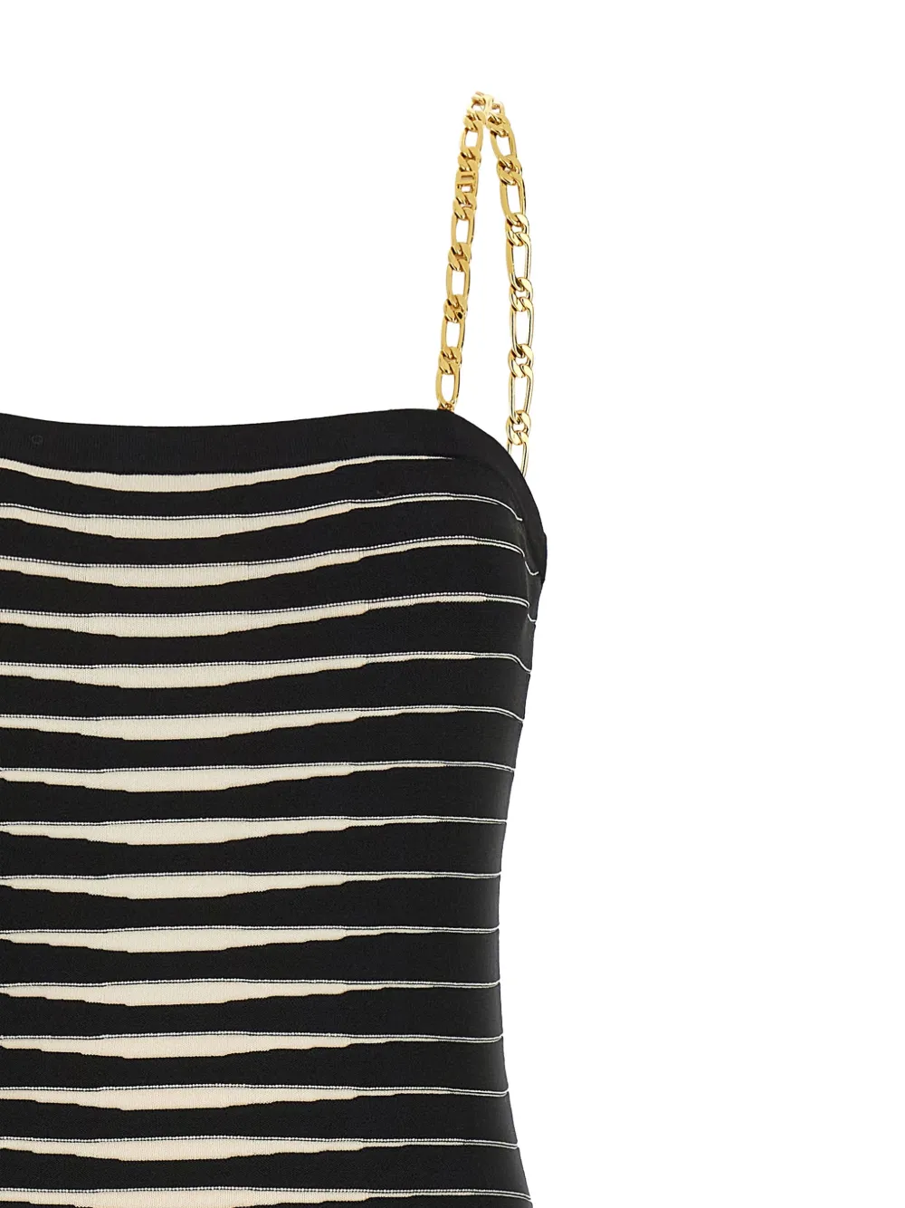 Striped-Pattern Chain-Strap Midi Dress