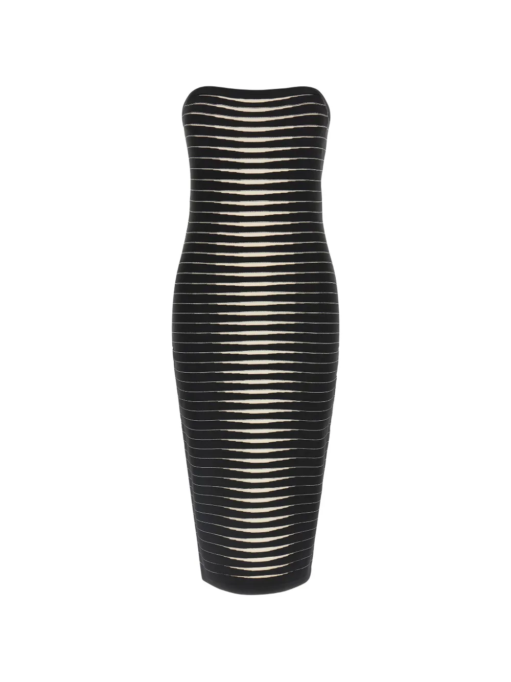 Striped-Pattern Chain-Strap Midi Dress