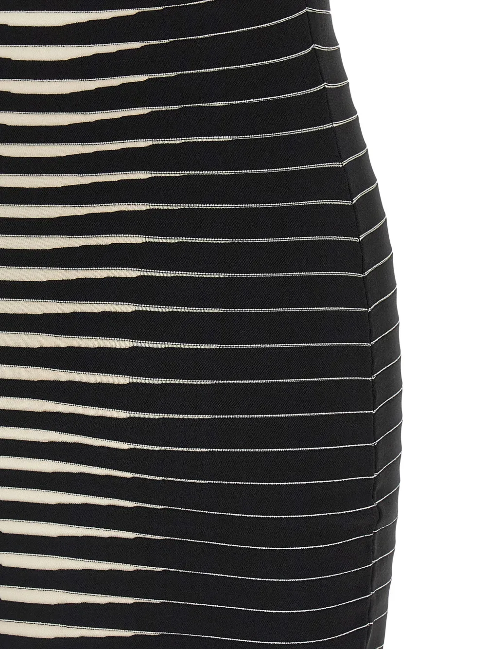 Striped-Pattern Chain-Strap Midi Dress