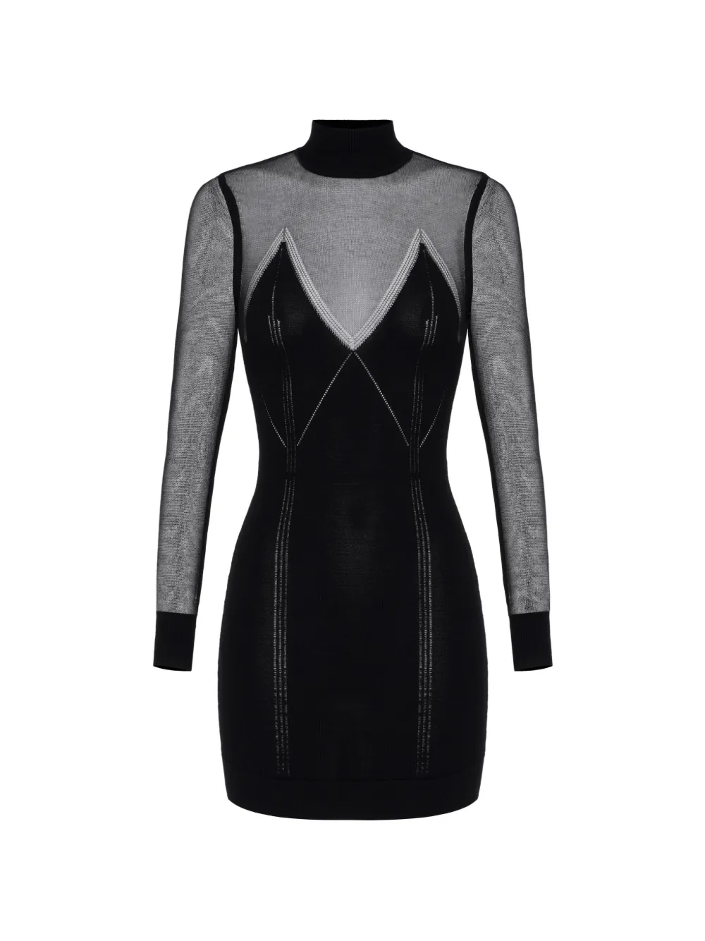 Elisabetta Franchi Mini-jurk met lange mouwen en hoge hals Zwart
