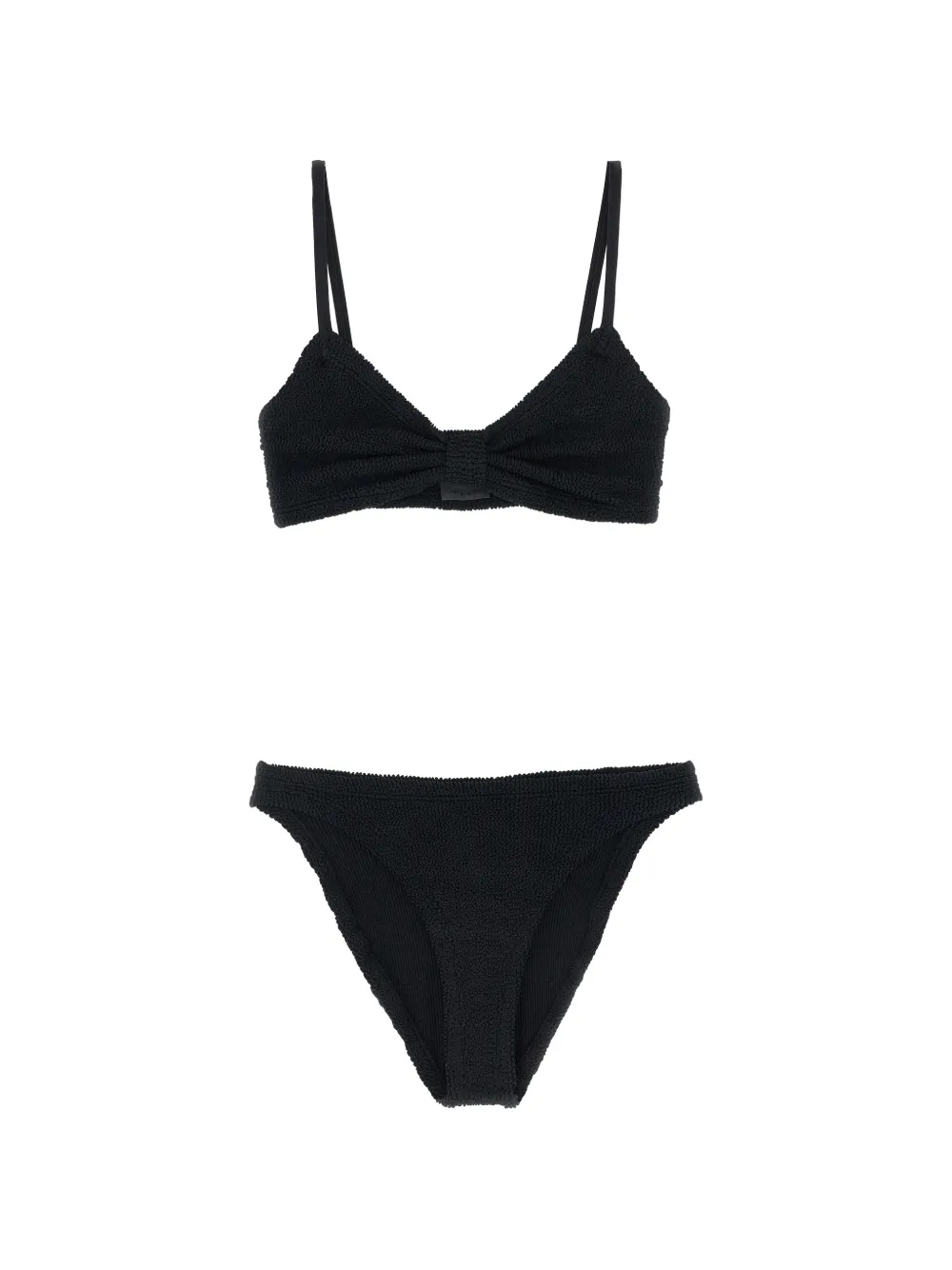 Hunza G Alicia crinkle bow-detail bikini set - Nero