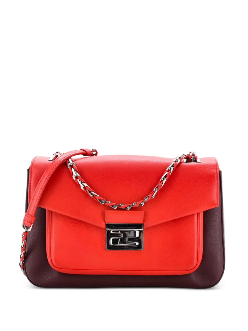 Fendi Pre-Owned Be Baguette Flap Bag Leather Medium shoulder bag - Rosso