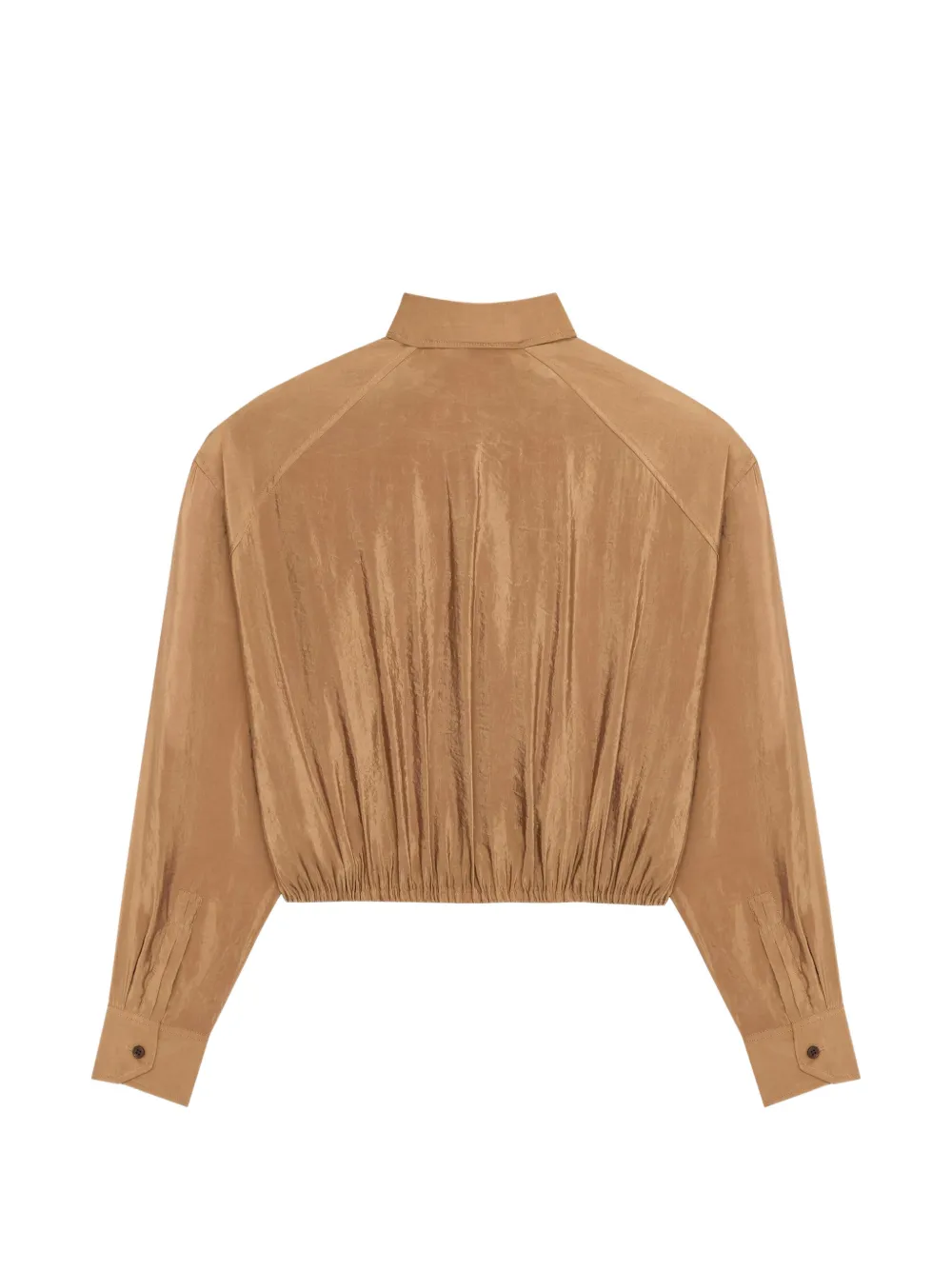 Saint Laurent Blouse met gestrikte hals en knopen Bruin
