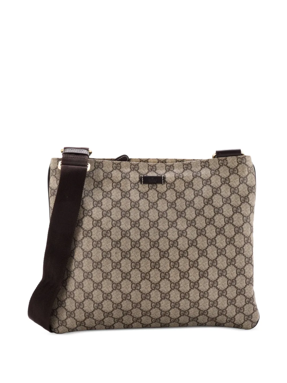 Gucci Pre-Owned Zip Top Messenger Bag GG Coated Canvas Large crossbody bag - Marrone