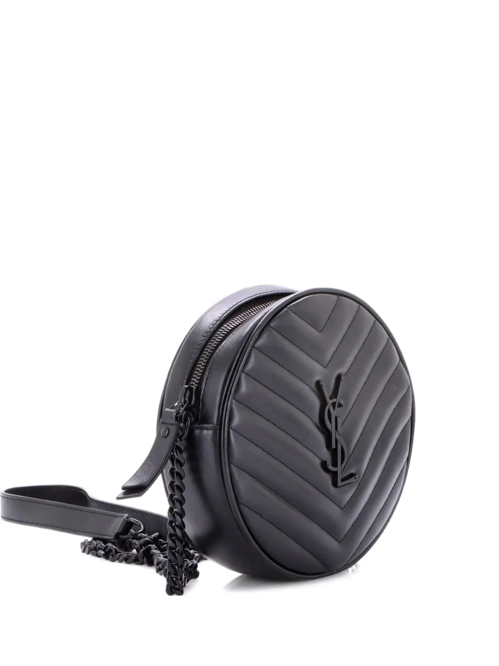 Saint Laurent Pre-Owned Vinyle Round Camera Bag Matelasse Chevron Leather crossbody bag - Nero
