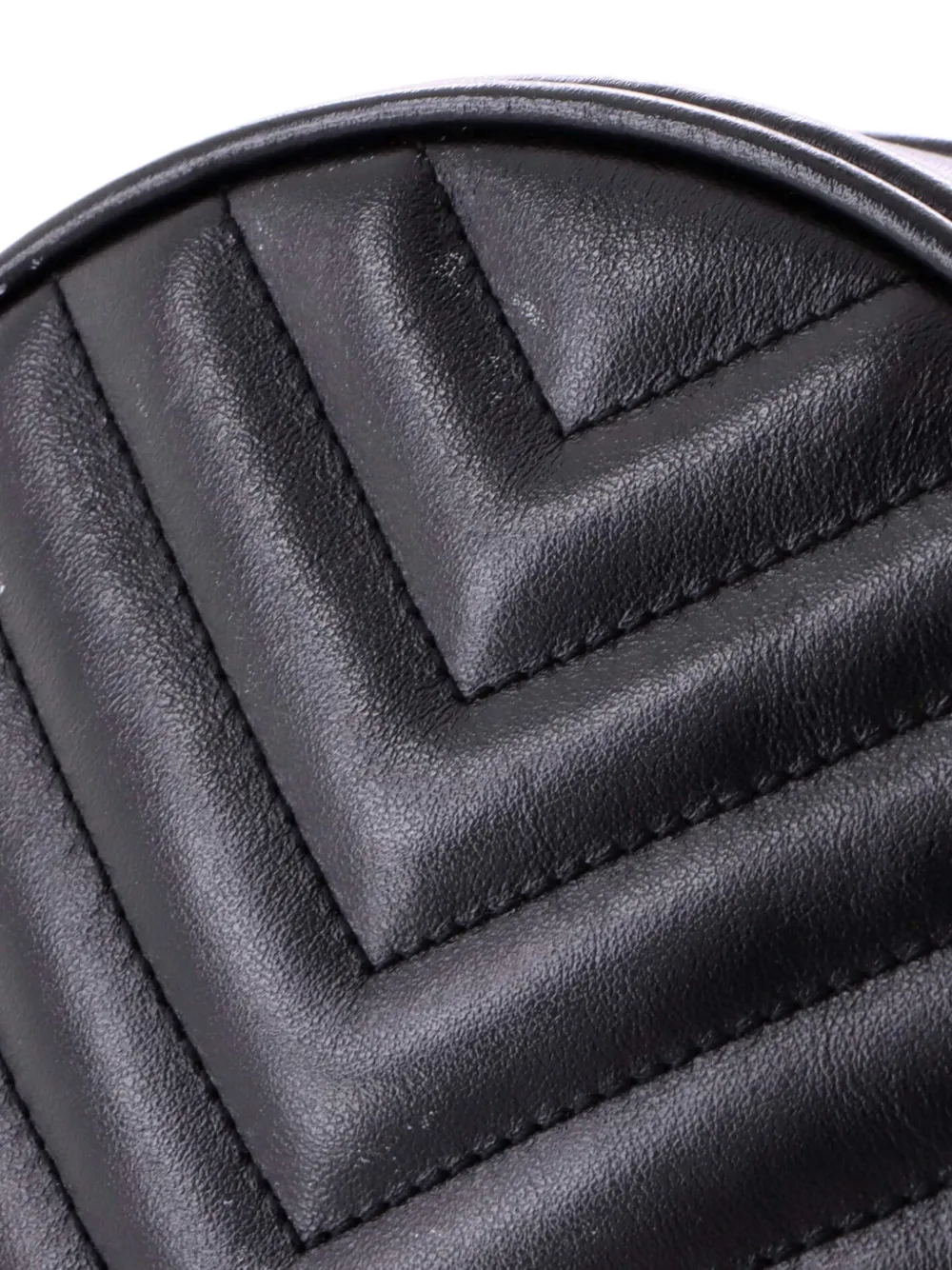 Vinyle Round Camera Bag Matelasse Chevron Leather Crossbody Bag