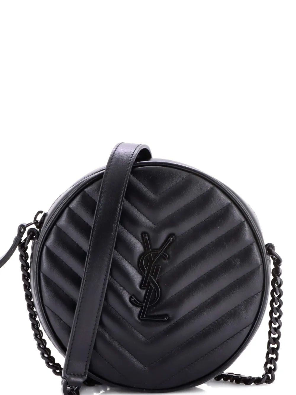 Vinyle Round Camera Bag Matelasse Chevron Leather Crossbody Bag