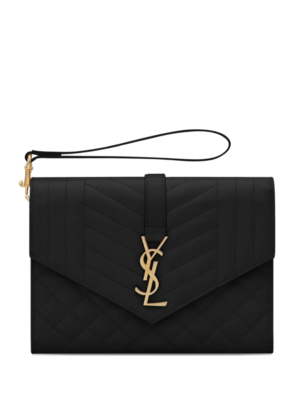 Saint Laurent Envelope Clutch Bag In Black