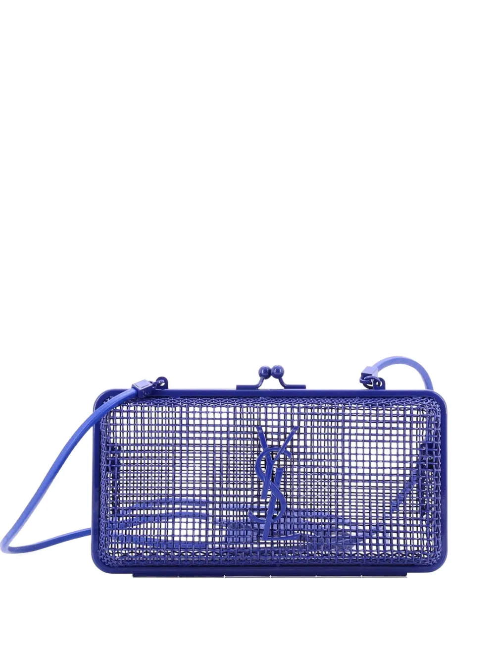Saint Laurent Pre-Owned Monogram Evening Cage Minaudiere Metal with Leather clutch bag - Blu