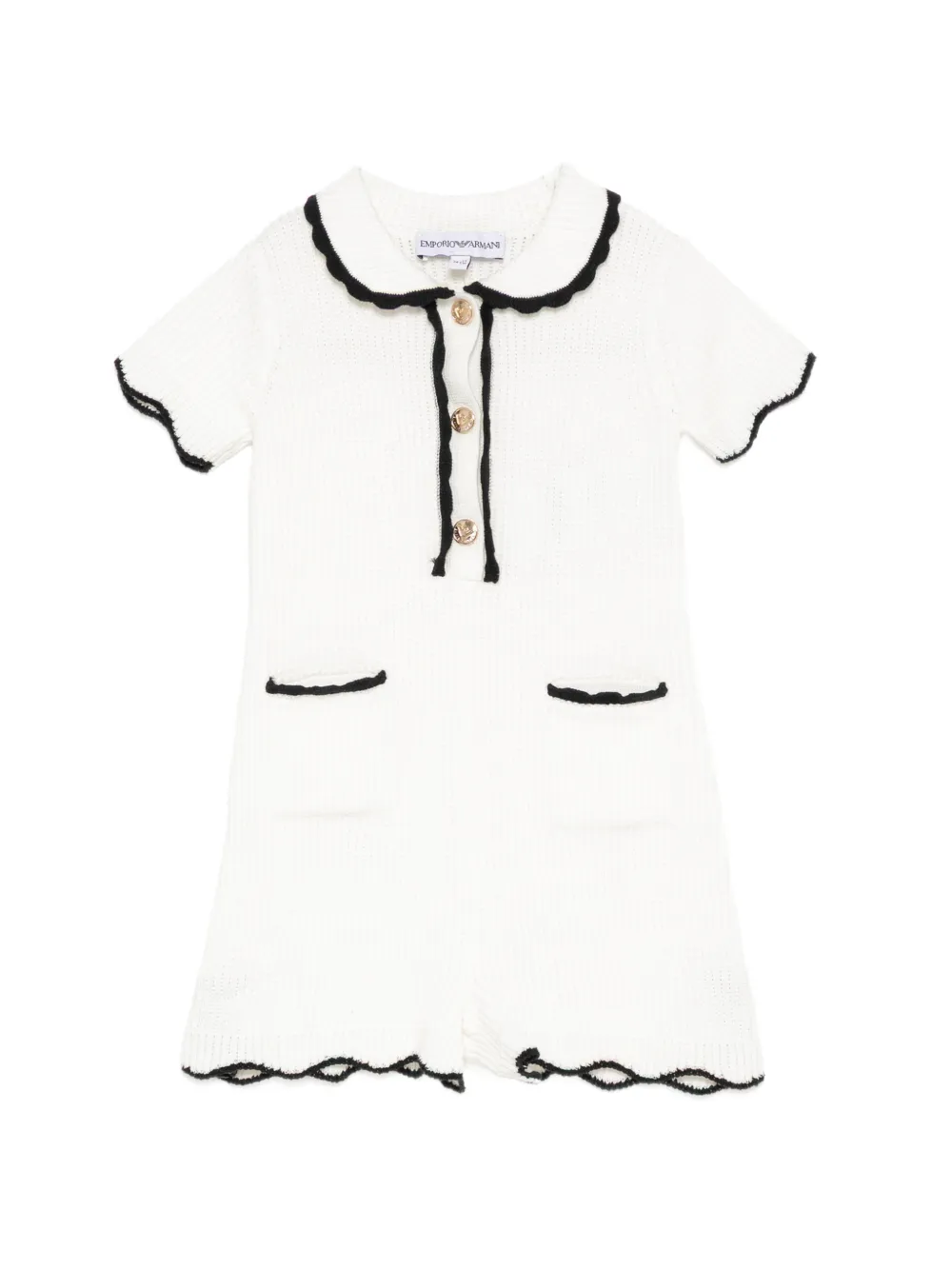 Emporio Armani Kids scalloped collar short-sleeve playsuit - Bianco